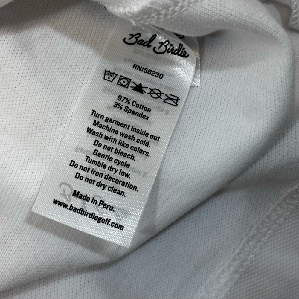 Bad Birdie Pique Golf Polo White Dark Navy Red Shirt Short Sleeve Mens XL - Picture 7 of 7